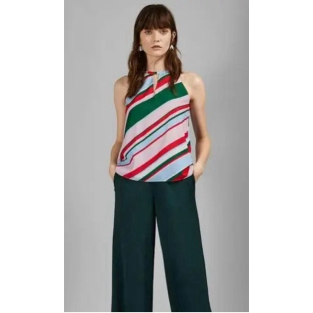 Ted Baker Zerin Tutti Frutti Halter Neck Striped Tank Top Women's Size 1 XS